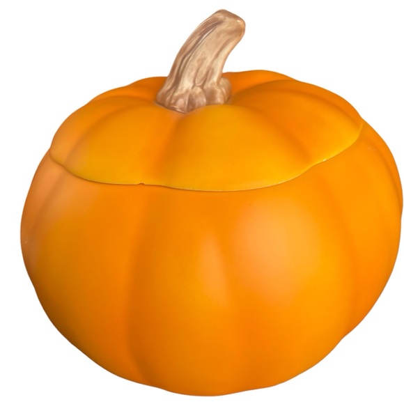 Telefloraa Gift Orange Pumpkin Cookie, Candy Jar with Lid Ceramic 7"x 5.5" - Picture 8 of 10